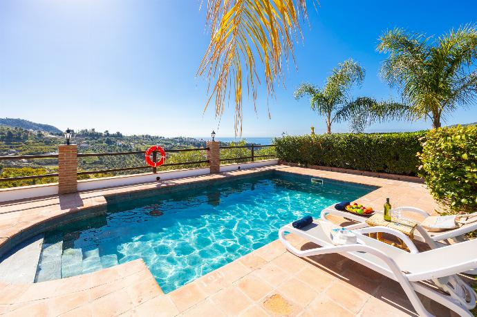 Private pool and terrace with sea views . - Villa Los Espejos De Frigiliana . (Photo Gallery) }}
