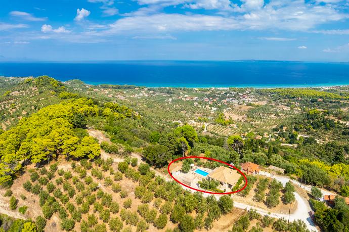 Aerial view showing location of villa . - Villa Aloni . (Photo Gallery) }}