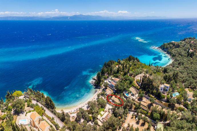 Aerial view showing location of cottage . - Levrecchio Beach Cottage . (Photo Gallery) }}
