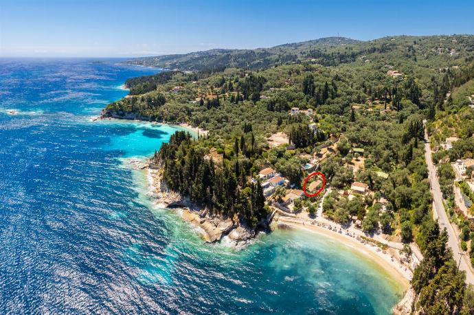 Aerial view showing location of cottage . - Levrecchio Beach Cottage . (Photo Gallery) }}