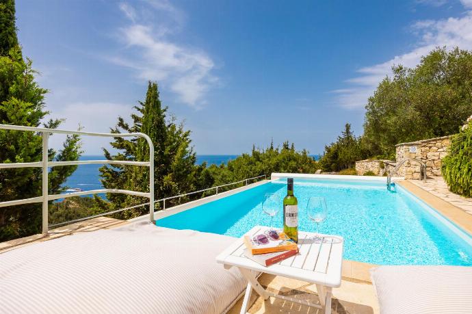 Private pool and terrace with panoramic sea views . - Villa Bougainvillea . (Photo Gallery) }}