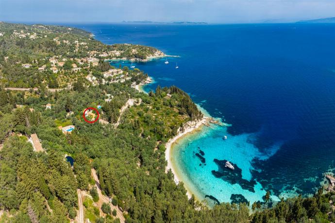 Aerial view showing location of cottage . - Agathi Cottage . (Photo Gallery) }}