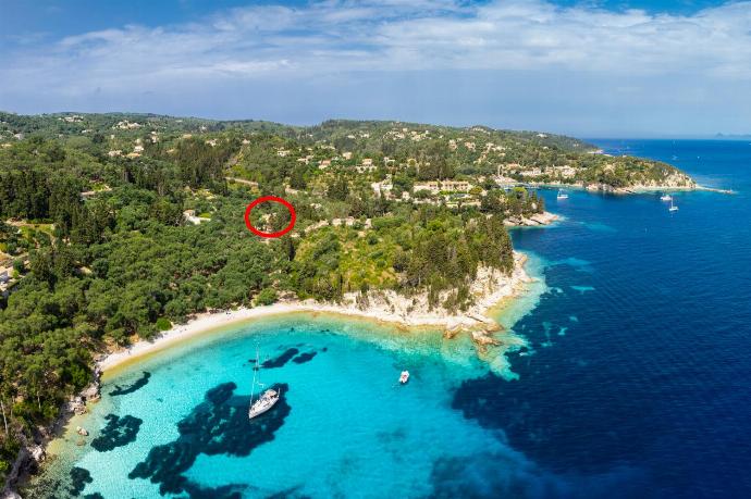 Aerial view showing location of cottage . - Aimilia Cottage . (Photo Gallery) }}