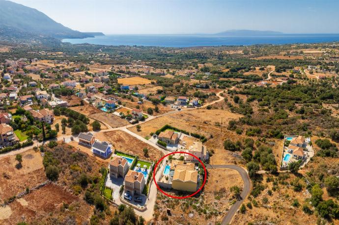 Aerial view showing location of Villa Nikos . - Villa Nikos . (Photo Gallery) }}