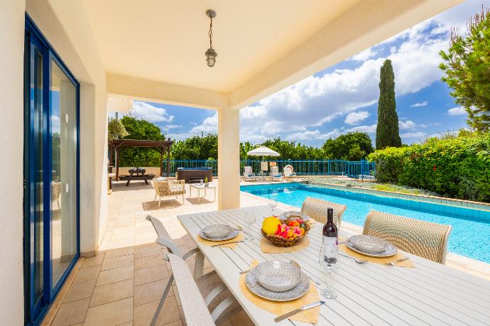Sheltered terrace area . - Villa Estia . (Photo Gallery) }}