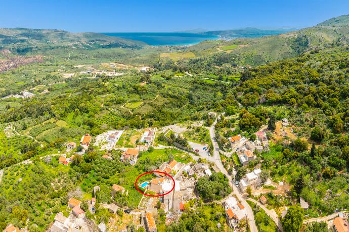 Aerial view showing location of villa . - Villa Kourkoulios . (Photo Gallery) }}