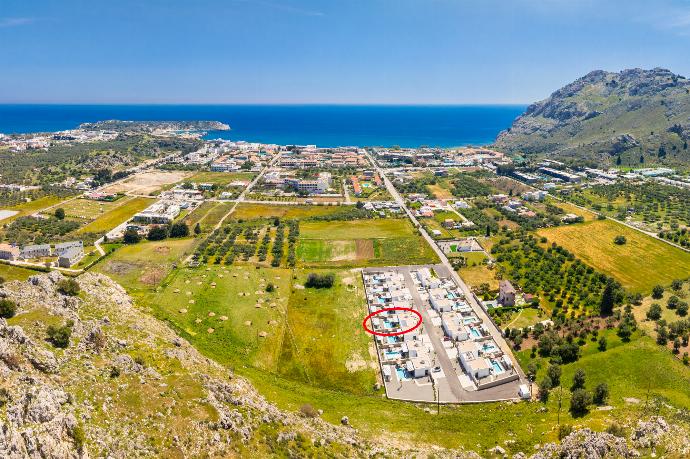 Aerial view showing location of villa . - Villa 12 Chado . (Photo Gallery) }}