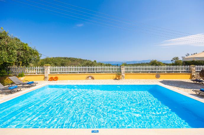 Private pool and terrace with sea views . - Villa Afroditi . (Photo Gallery) }}