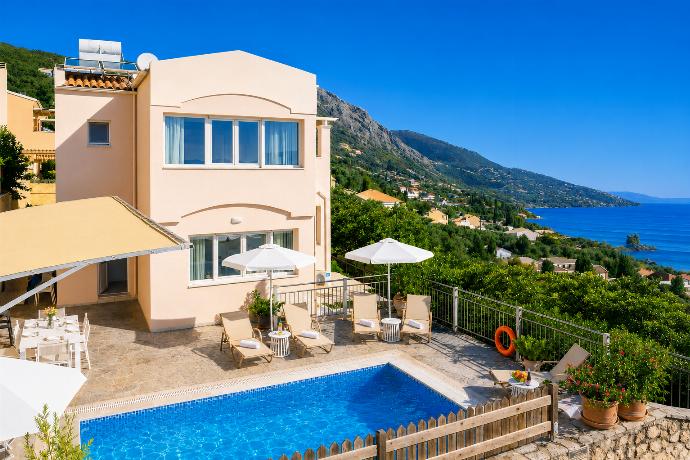 ,Private pool and terrace with sea views . - Villa Cleo Beach . (Photo Gallery) }}