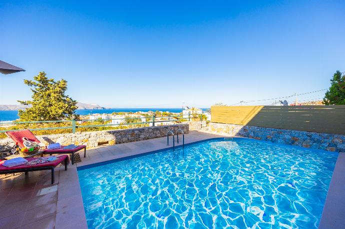 Private pool and terrace with sea views . - Odysseus Villa . (Photo Gallery) }}