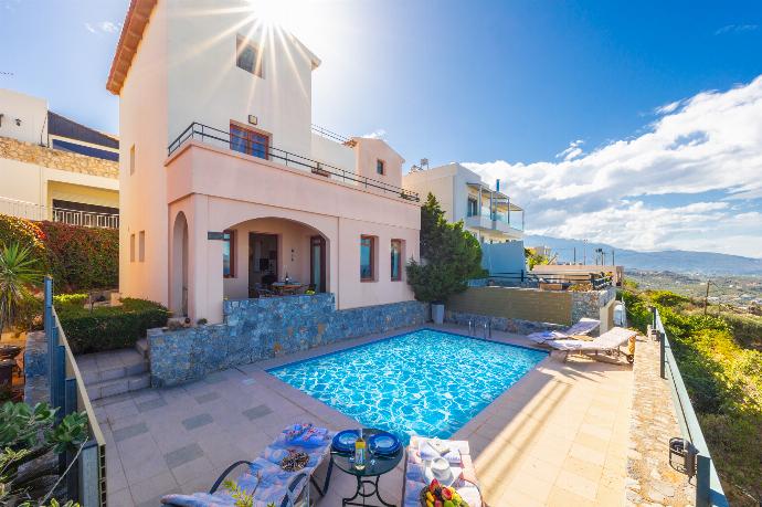 ,Beautiful villa with private pool and terrace with sea views . - Ariadne Villa . (Photo Gallery) }}