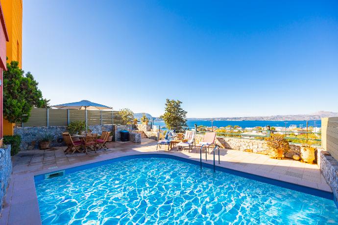 Private pool and terrace with sea views . - Villa Persephone . (Photo Gallery) }}
