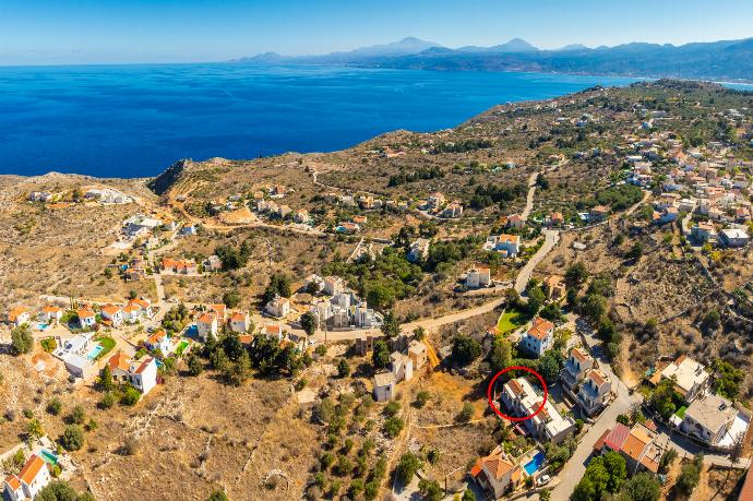 Aerial view showing location of villa . - Villa Phoebe . (Photo Gallery) }}