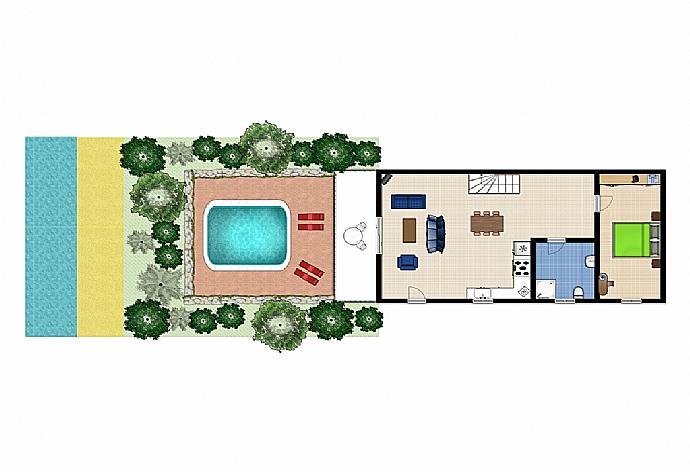 Floor Plan: Ground Floor . - Villa Thalassa . (Photo Gallery) }}