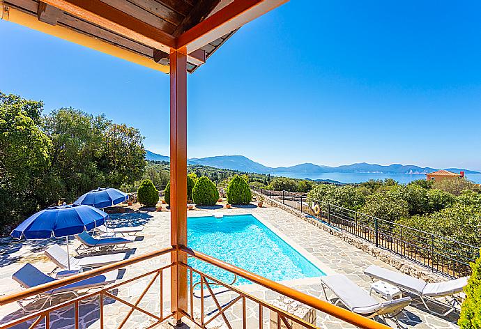 Private pool and terrace with panoramic sea views . - Villa Yeraki . (Photo Gallery) }}