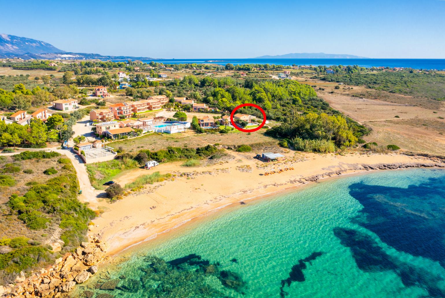 Aerial view of Antigoni Beach House