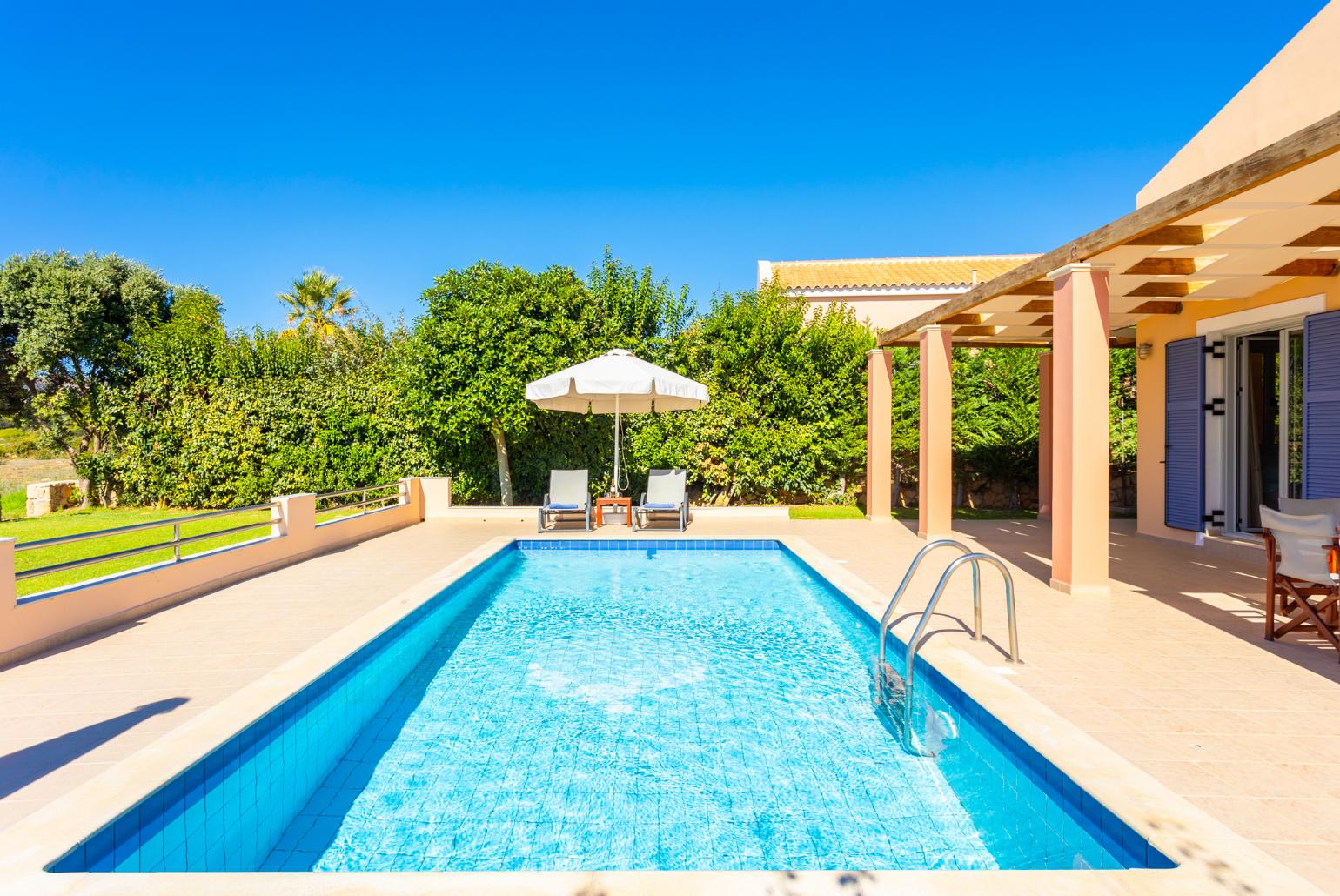 Private pool and terrace with sea views