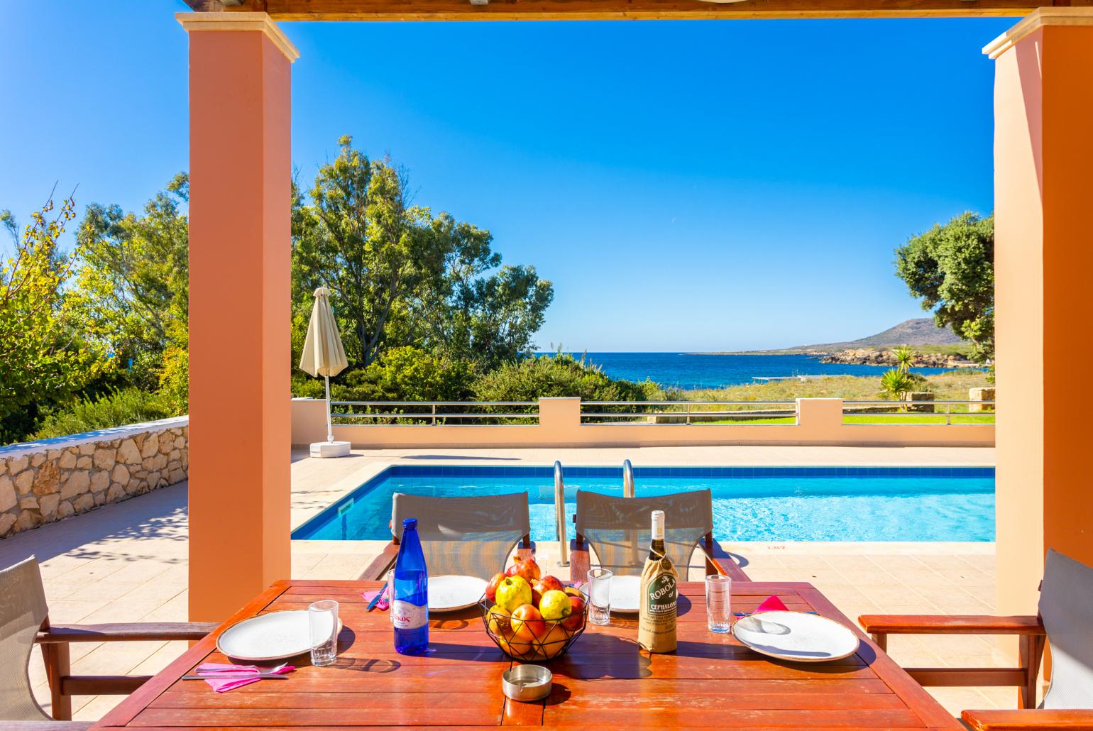 Sheltered terrace area with sea views