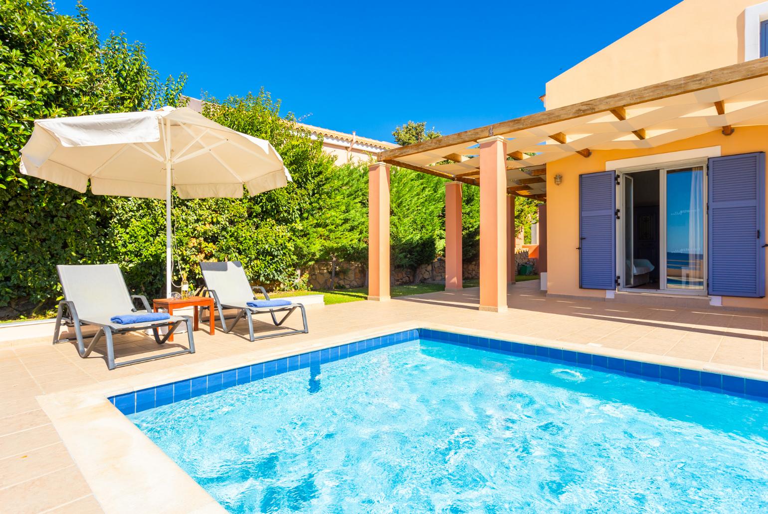 Private pool and terrace with sea views