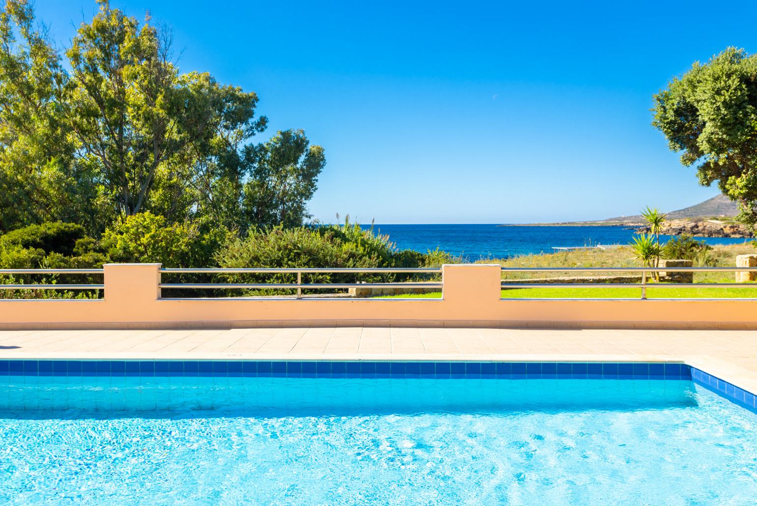 Private pool and terrace with sea views