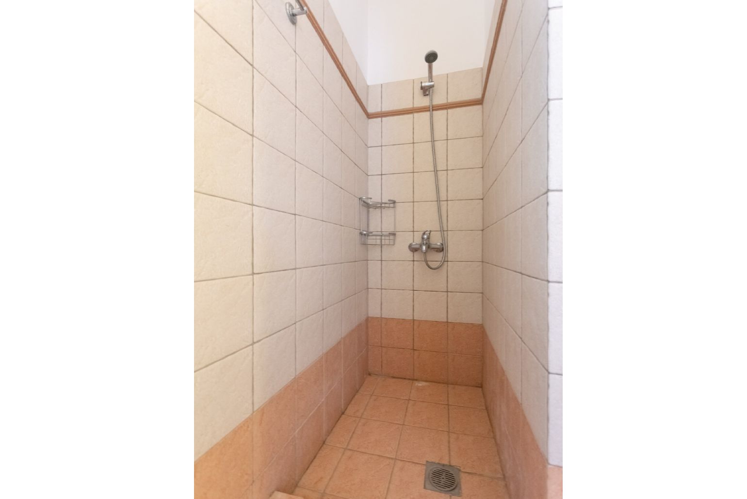 Family bathroom with overhead shower