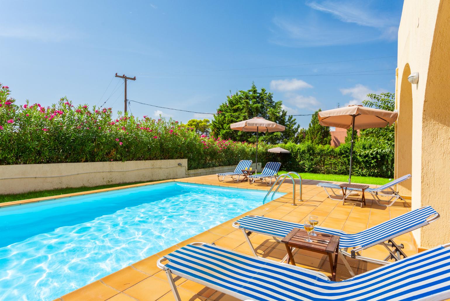 Private pool, terrace, and garden