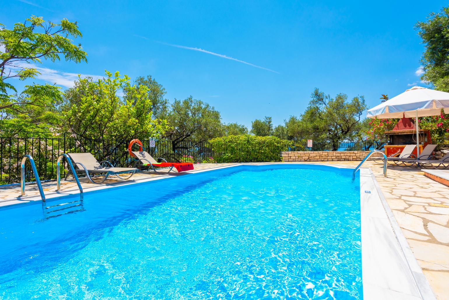 Private pool and terrace with sea views