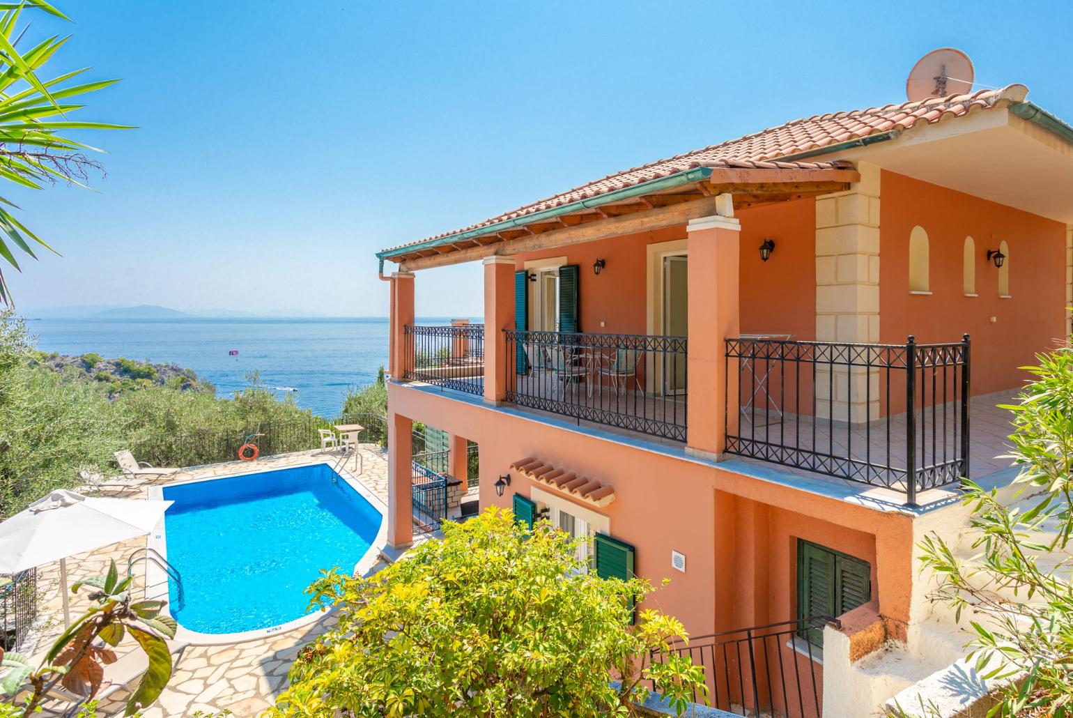 ,Beautiful villa with private pool and terrace with sea views