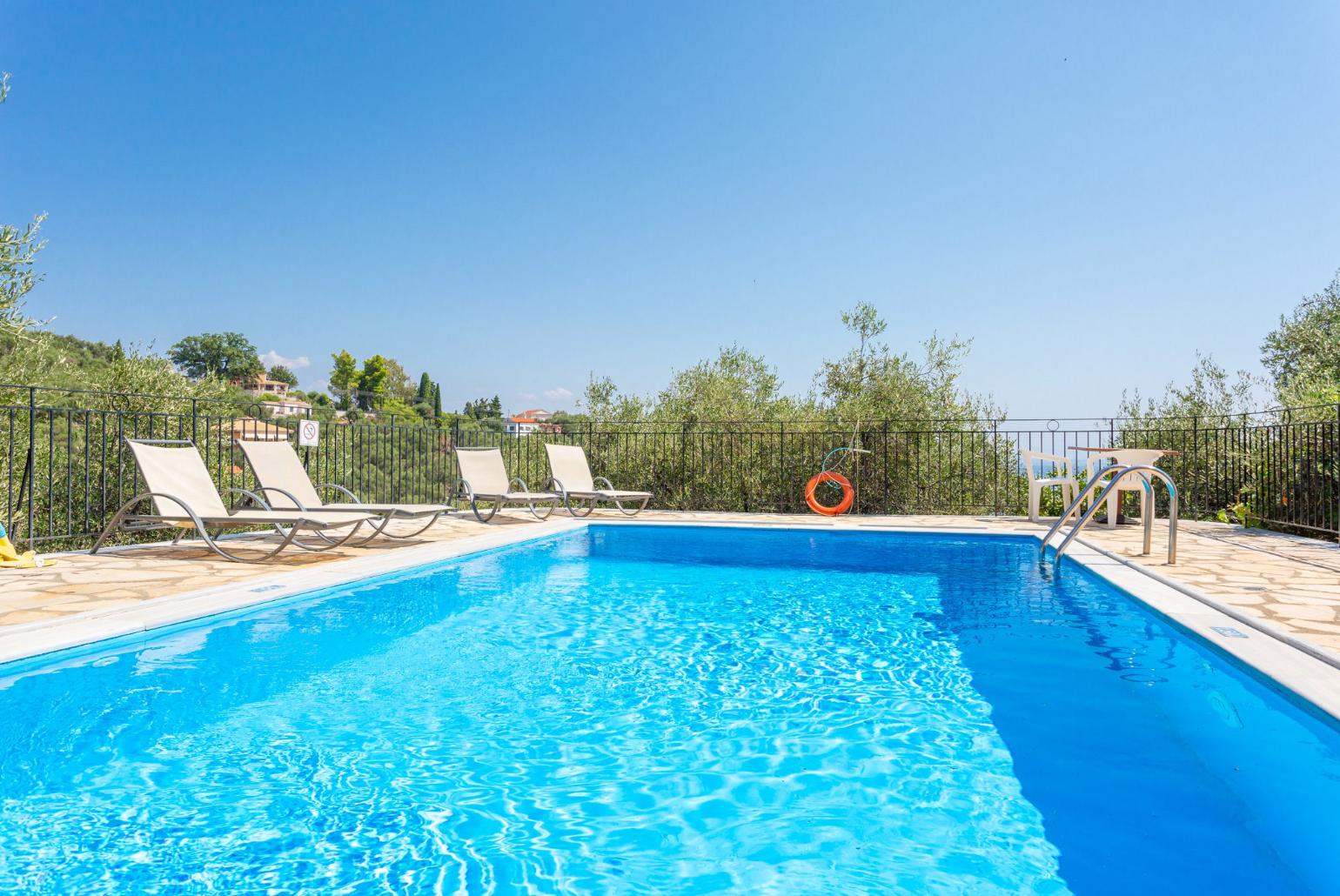 Private pool and terrace with sea views