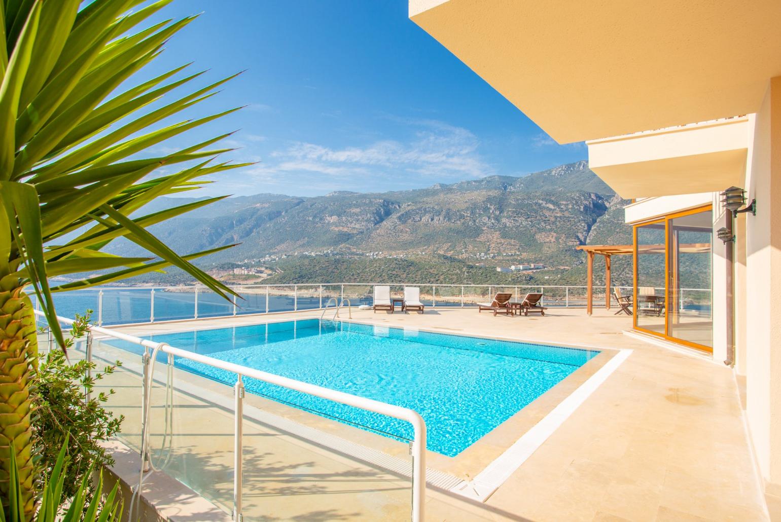 Private pool and terrace with panoramic sea views