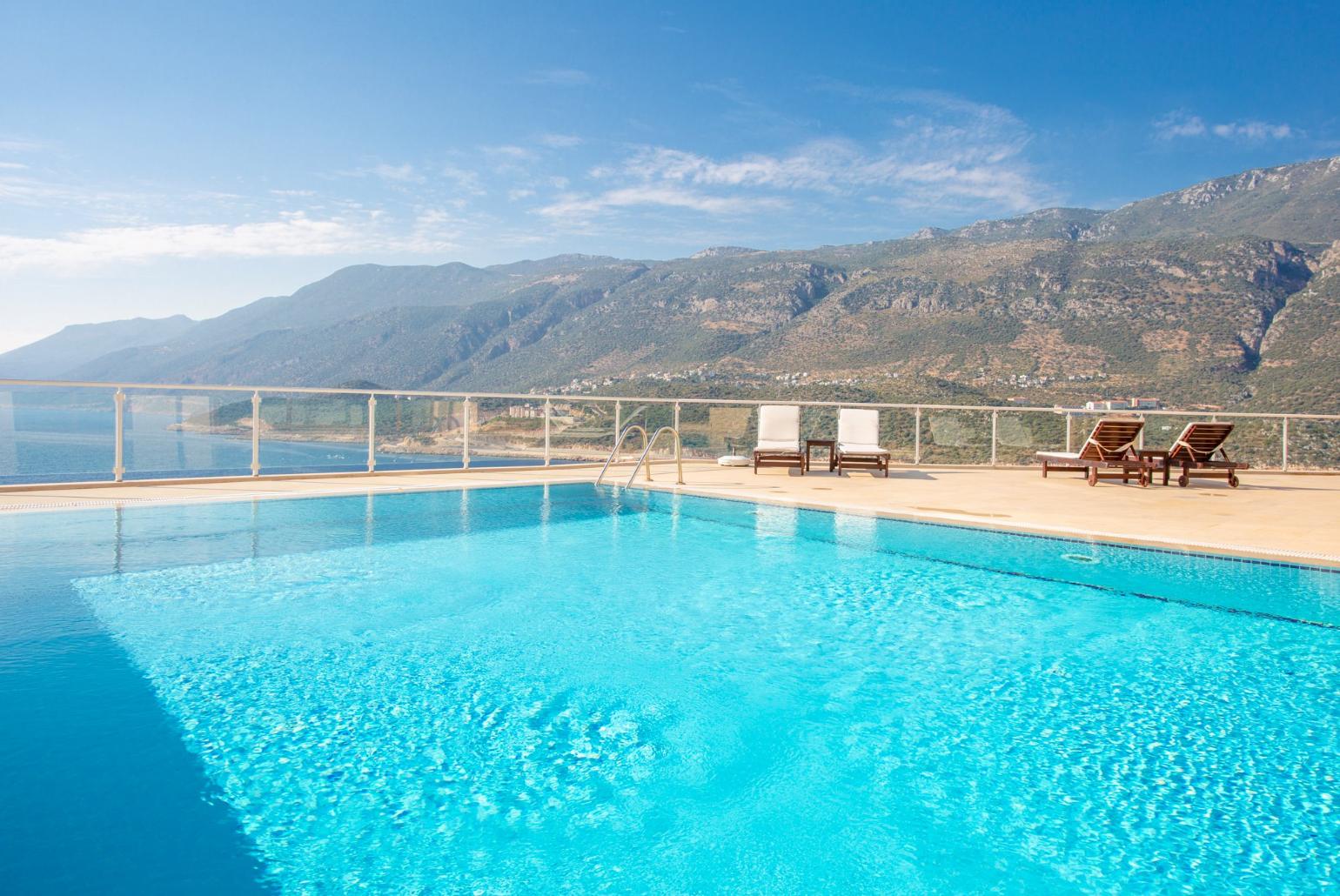 Private pool and terrace with panoramic sea views