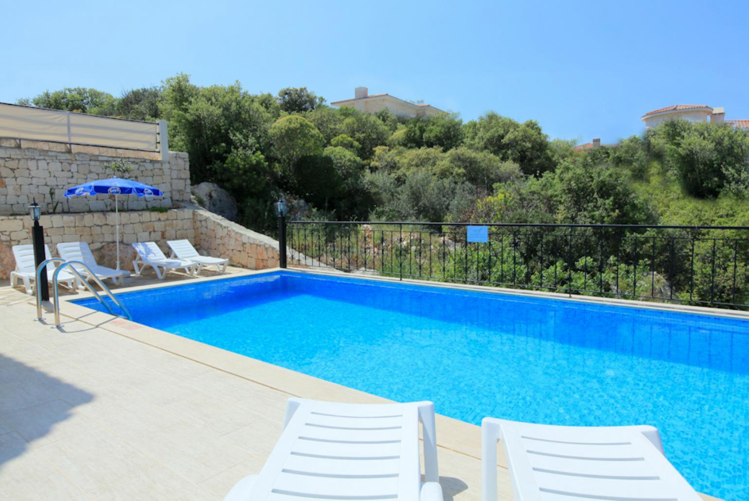 Private pool and terrace with sea views