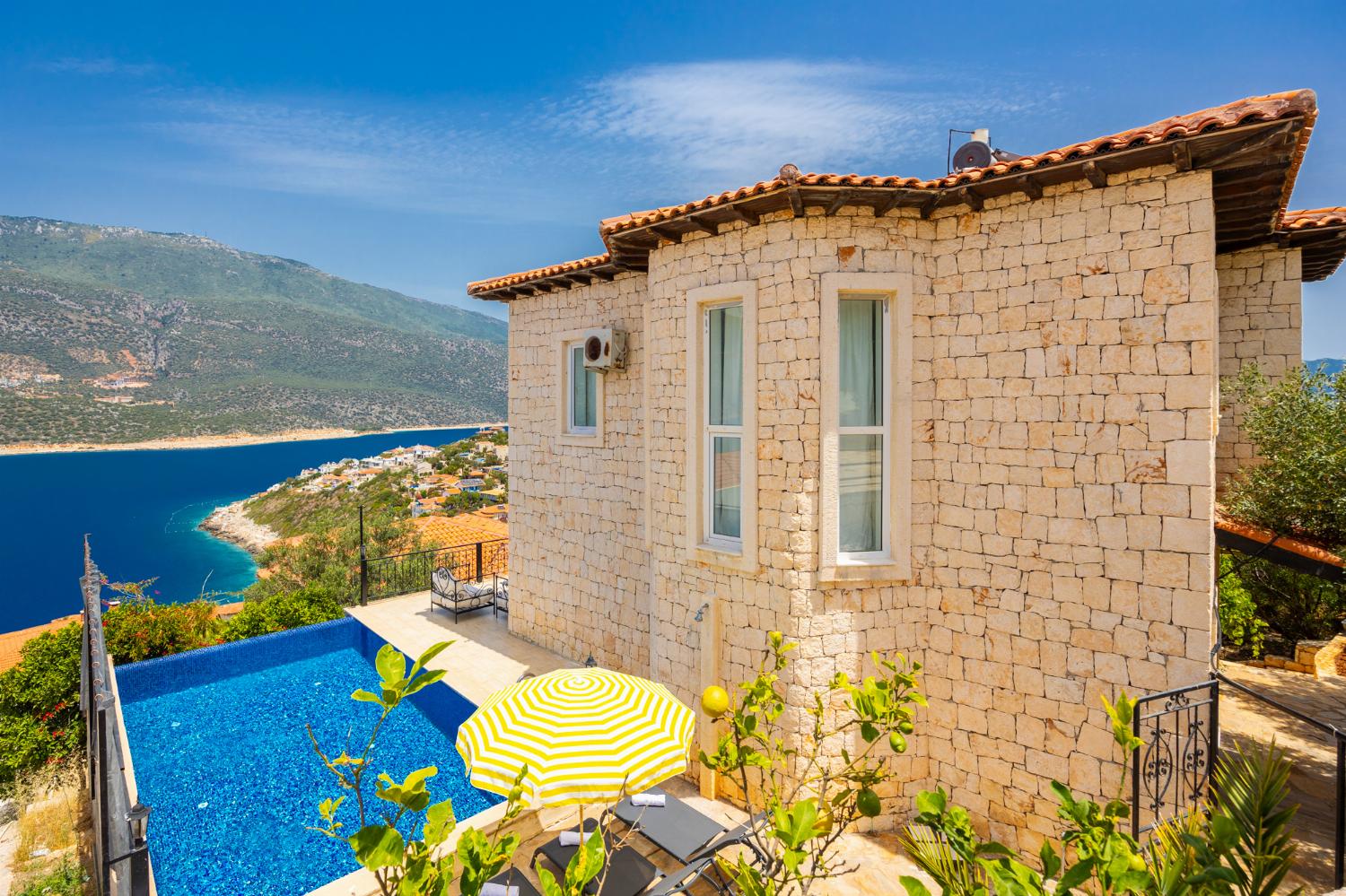 ,Beautiful villa with private pool and terrace with sea views