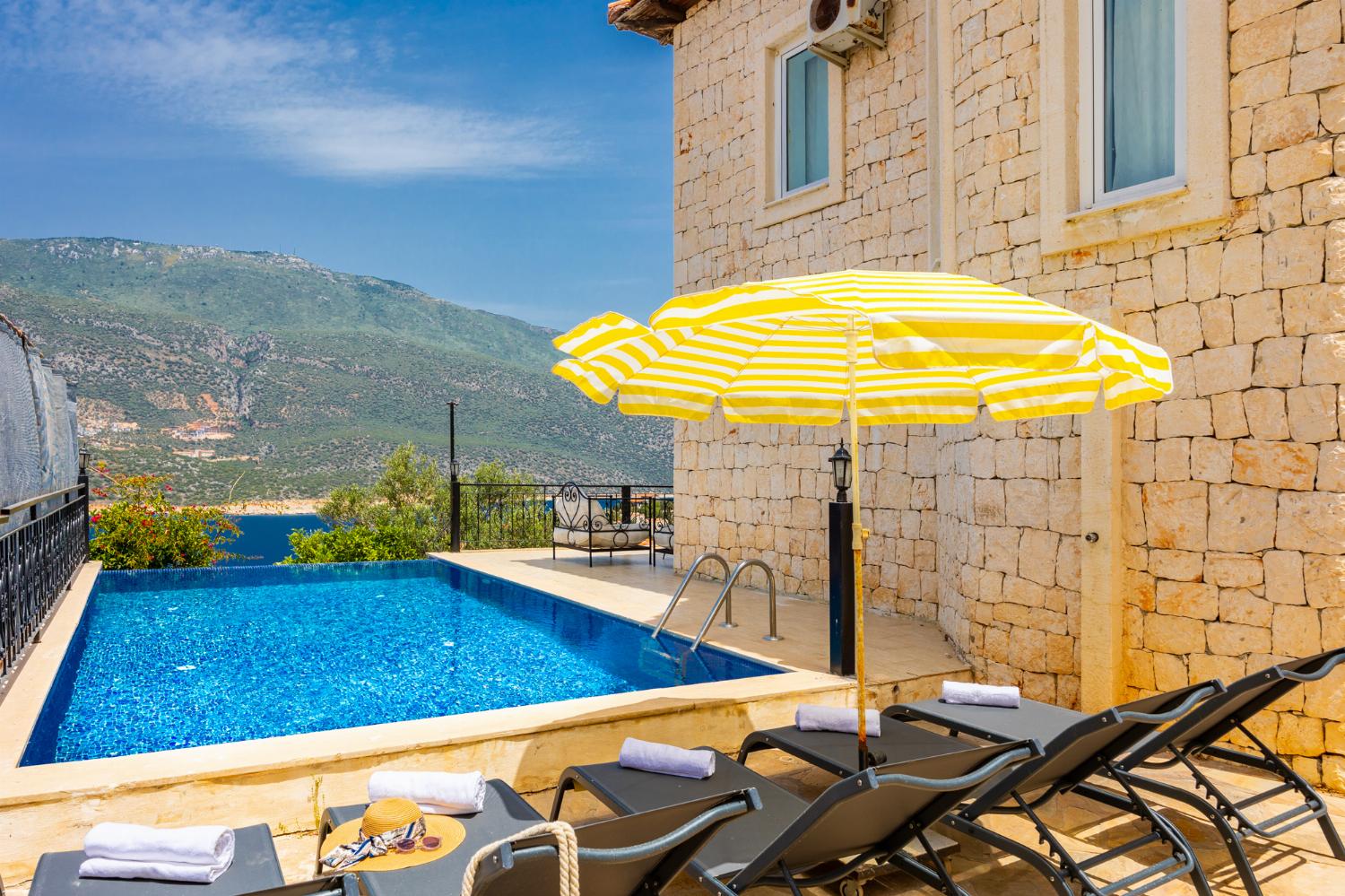 Private pool and terrace with sea views
