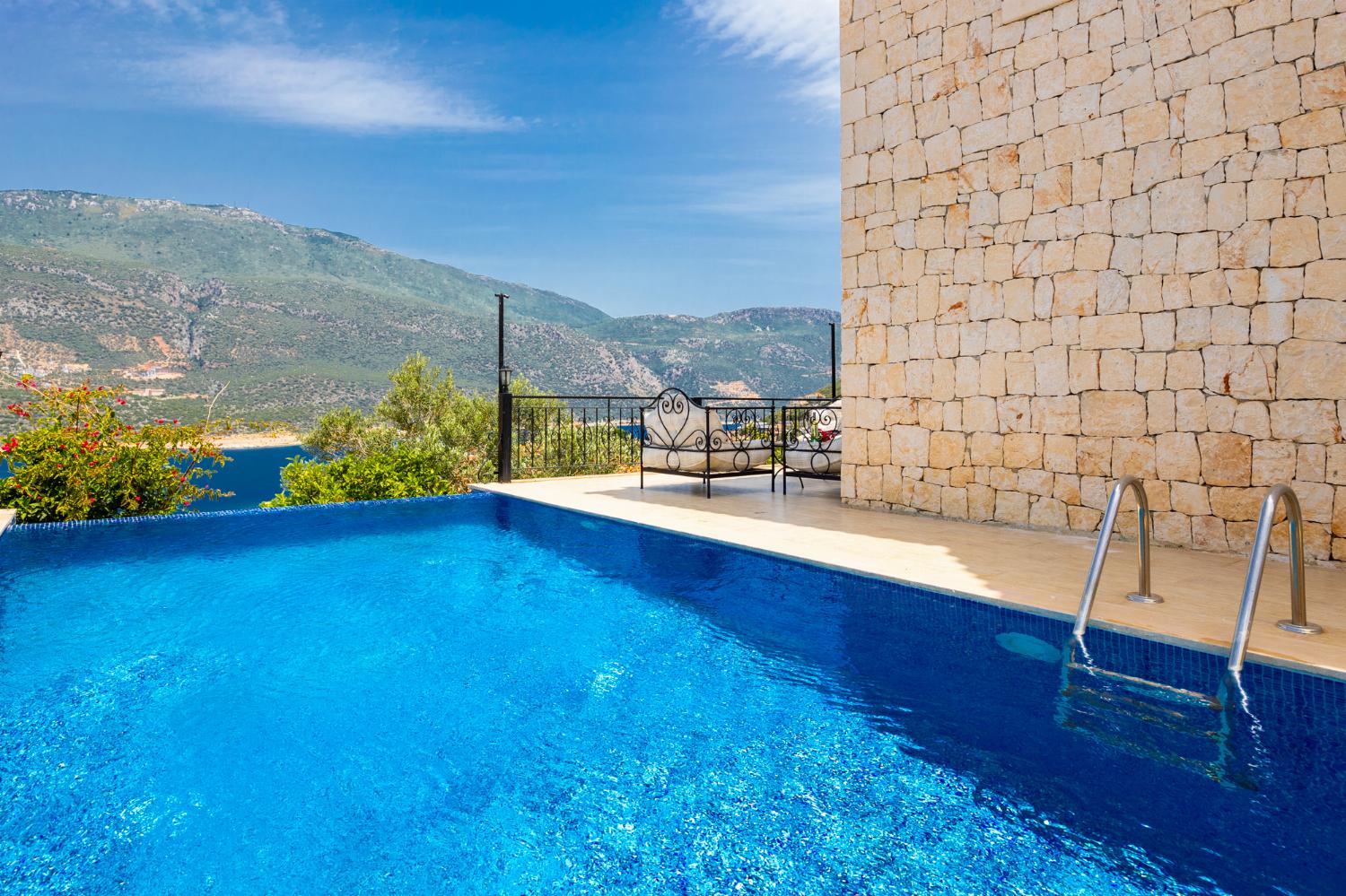 Private pool and terrace with sea views