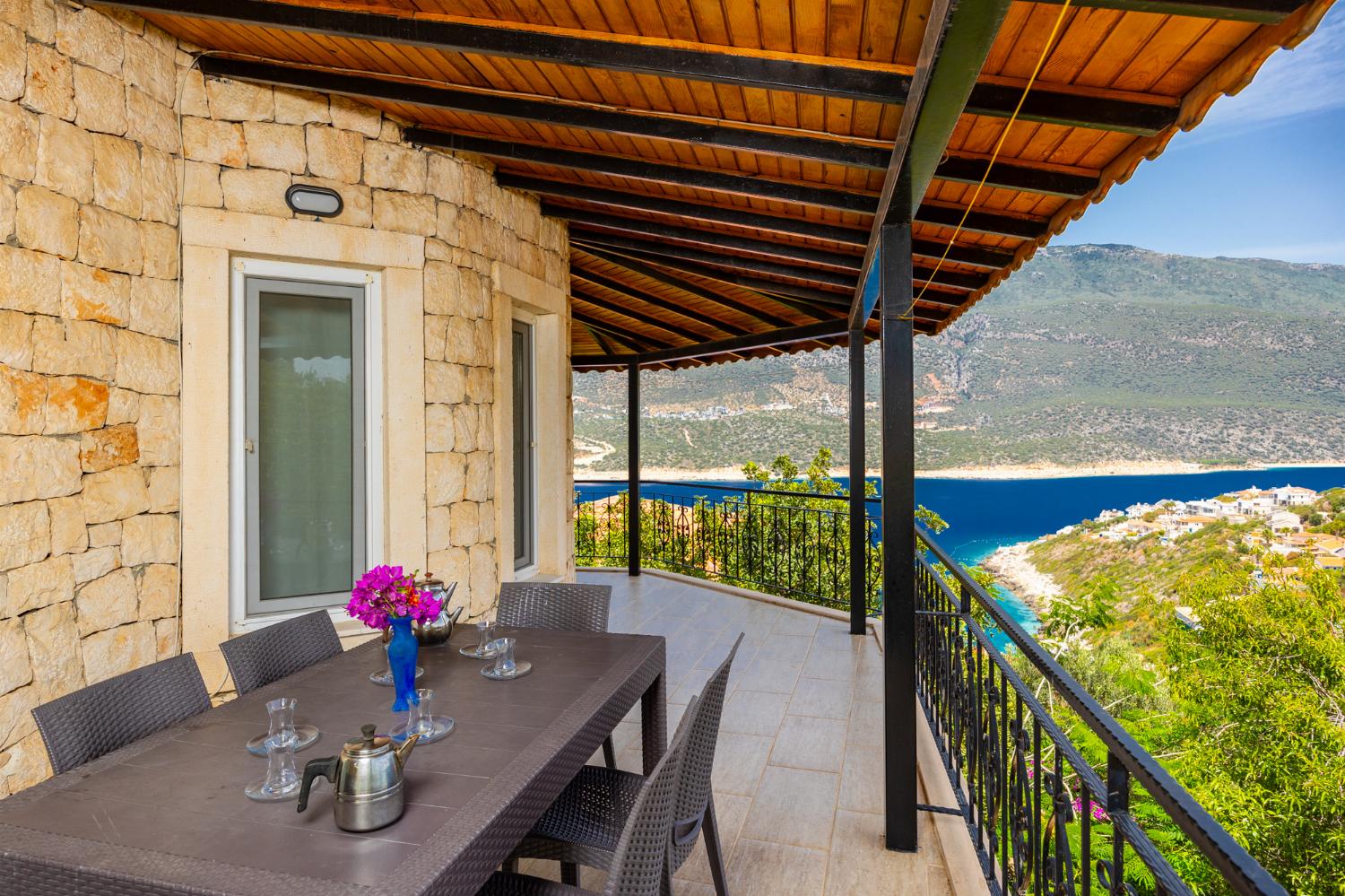 Sheltered terrace area with sea views