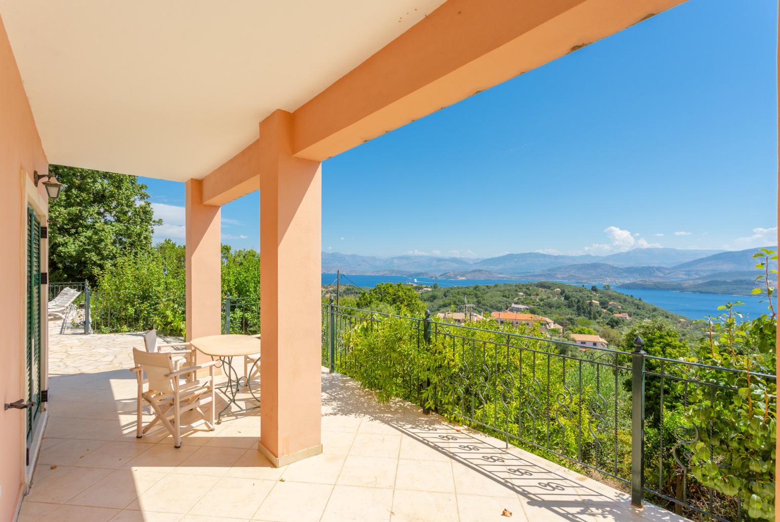 Sheltered terrace area with sea views