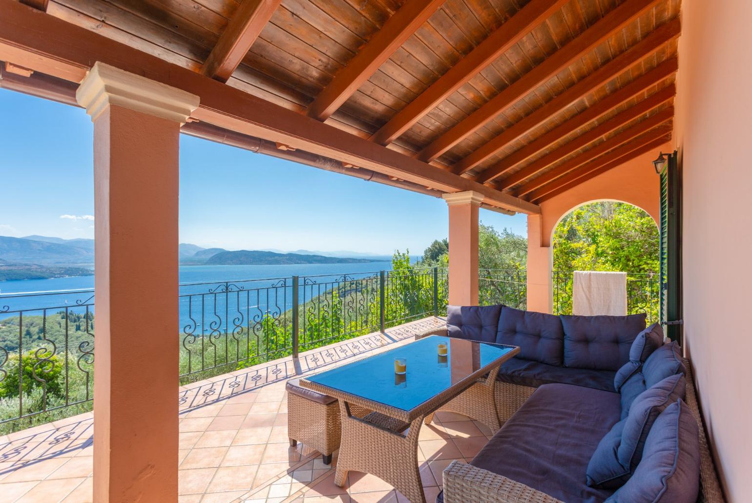 Sheltered balcony with panoramic sea views