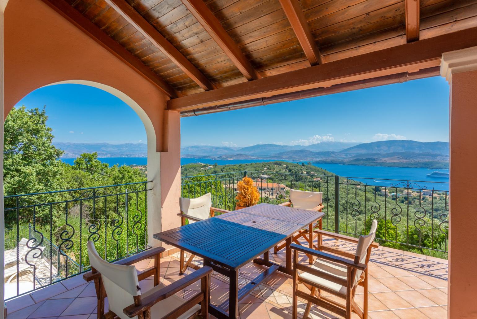 Sheltered balcony with panoramic sea views