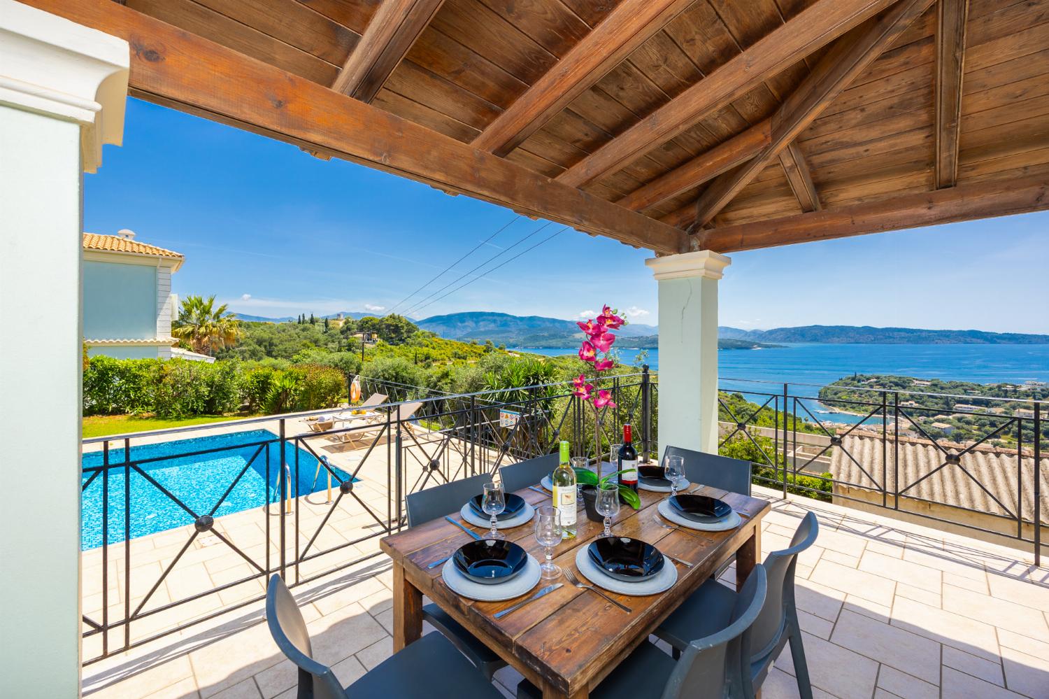 Sheltered terrace area with sea views
