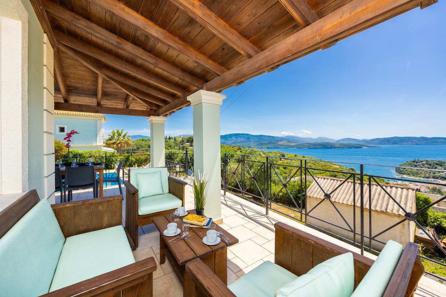 Sheltered terrace area with sea views