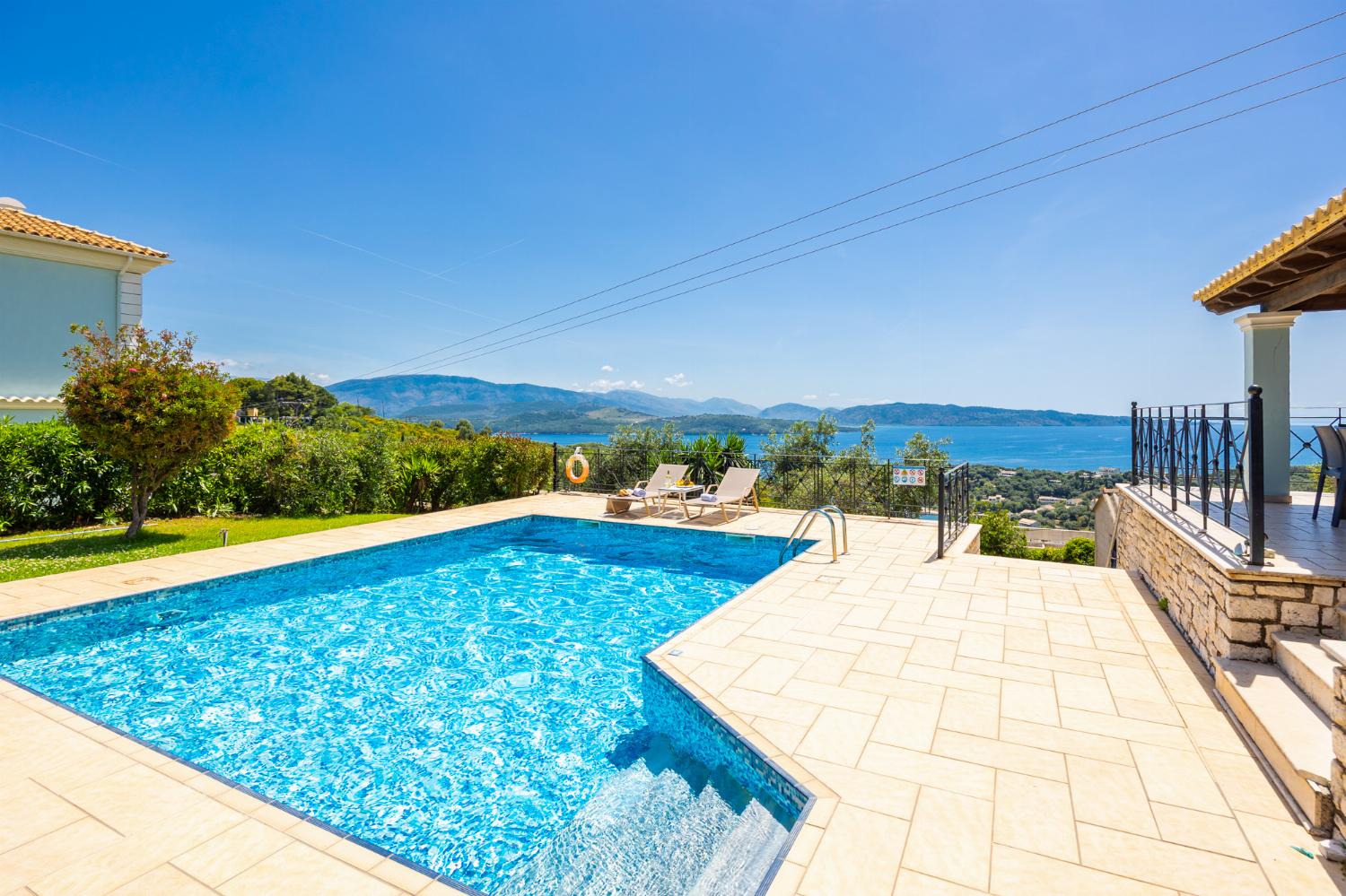 Private pool and terrace with sea views