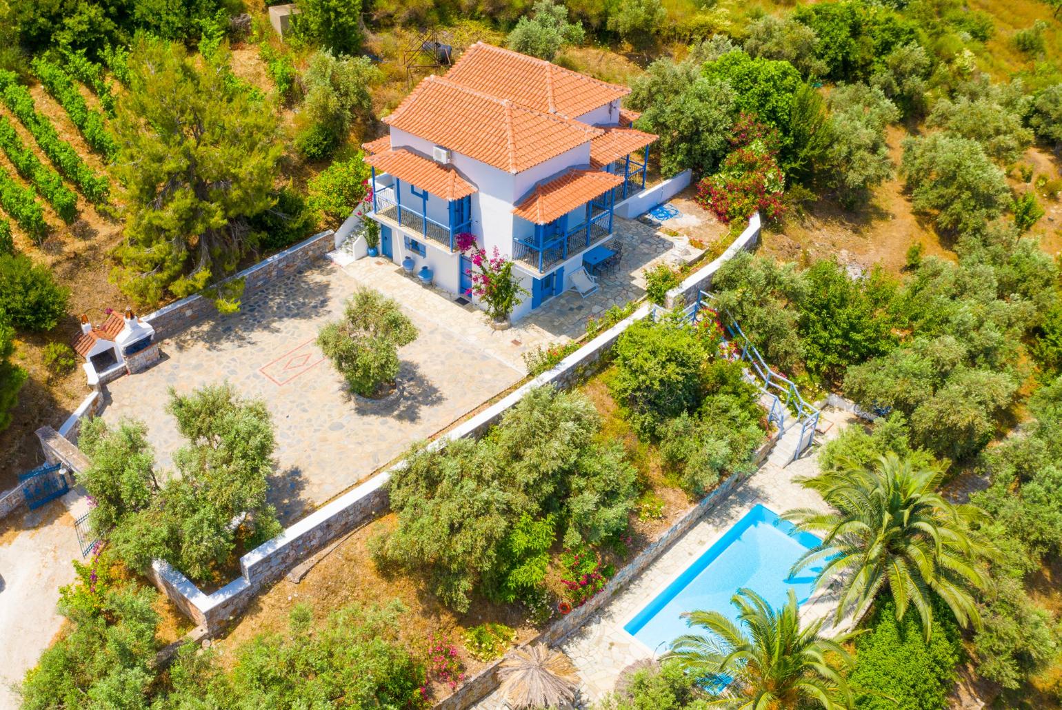 Aerial view of Villa Ourania
