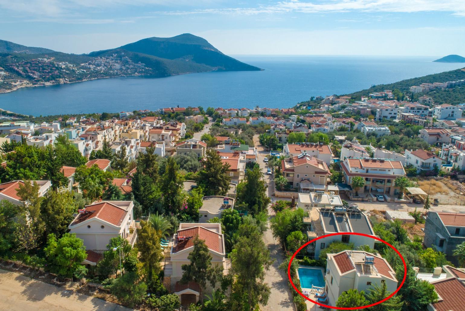 Aerial view showing location of Villa Antiphellos