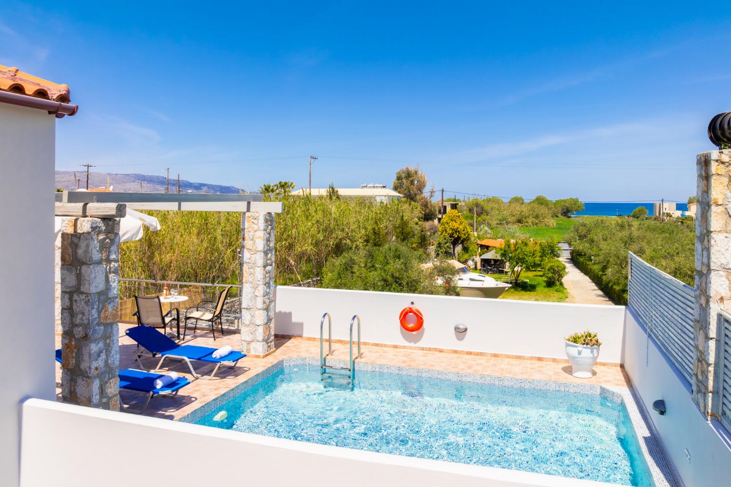 Private pool and terrace with sea views