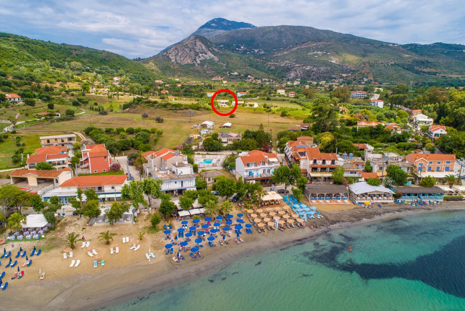 Aerial view of Katelios showing location of Villa Alexandra