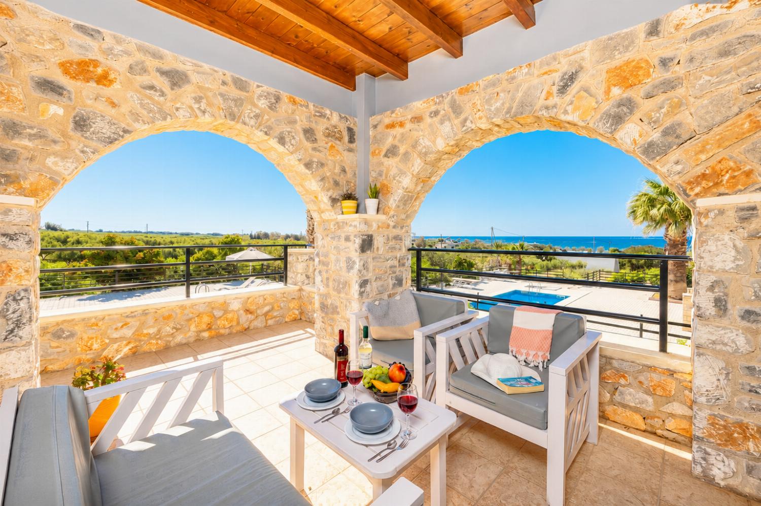 Sheltered terrace area with sea views