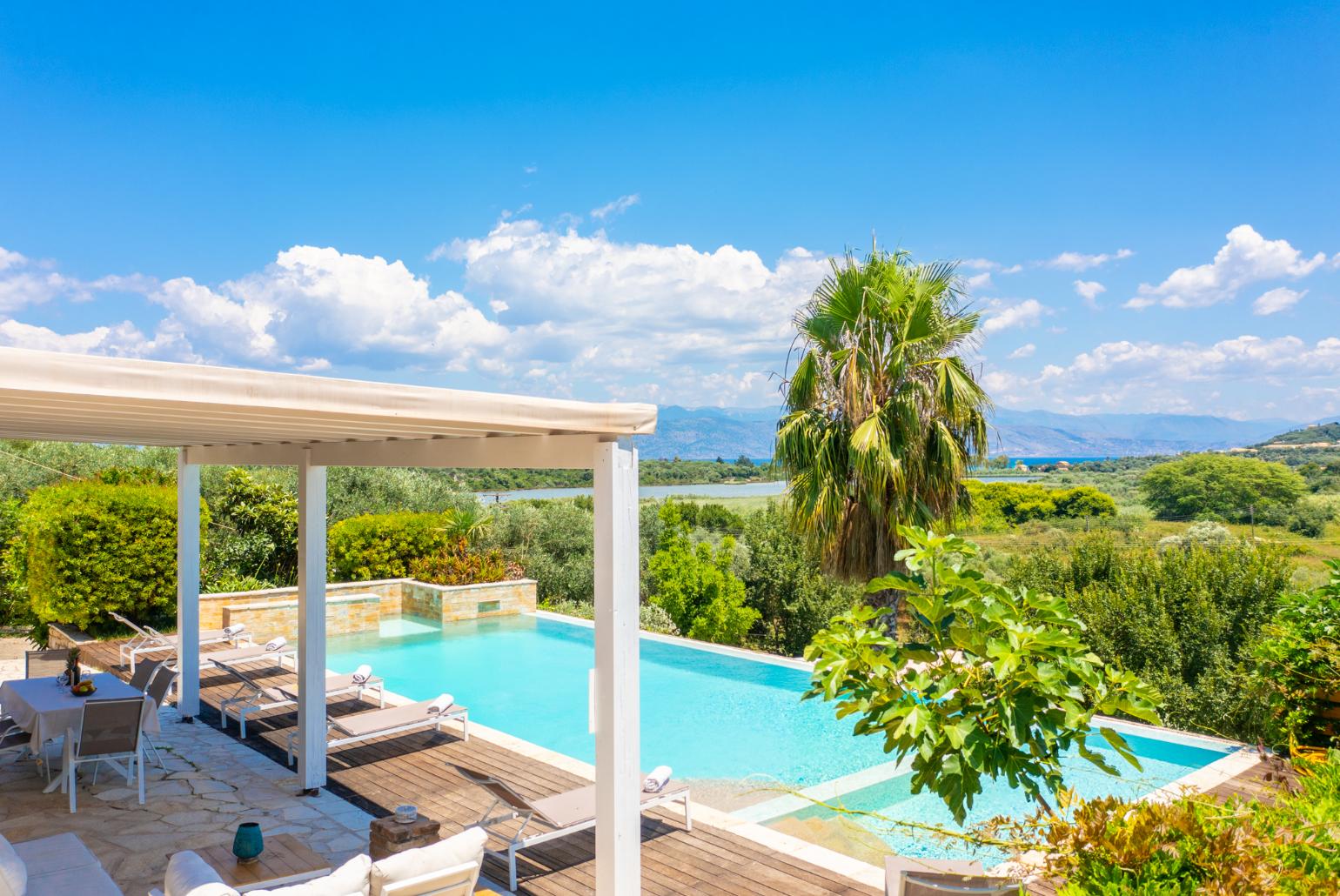 Private pool and terrace with sea views