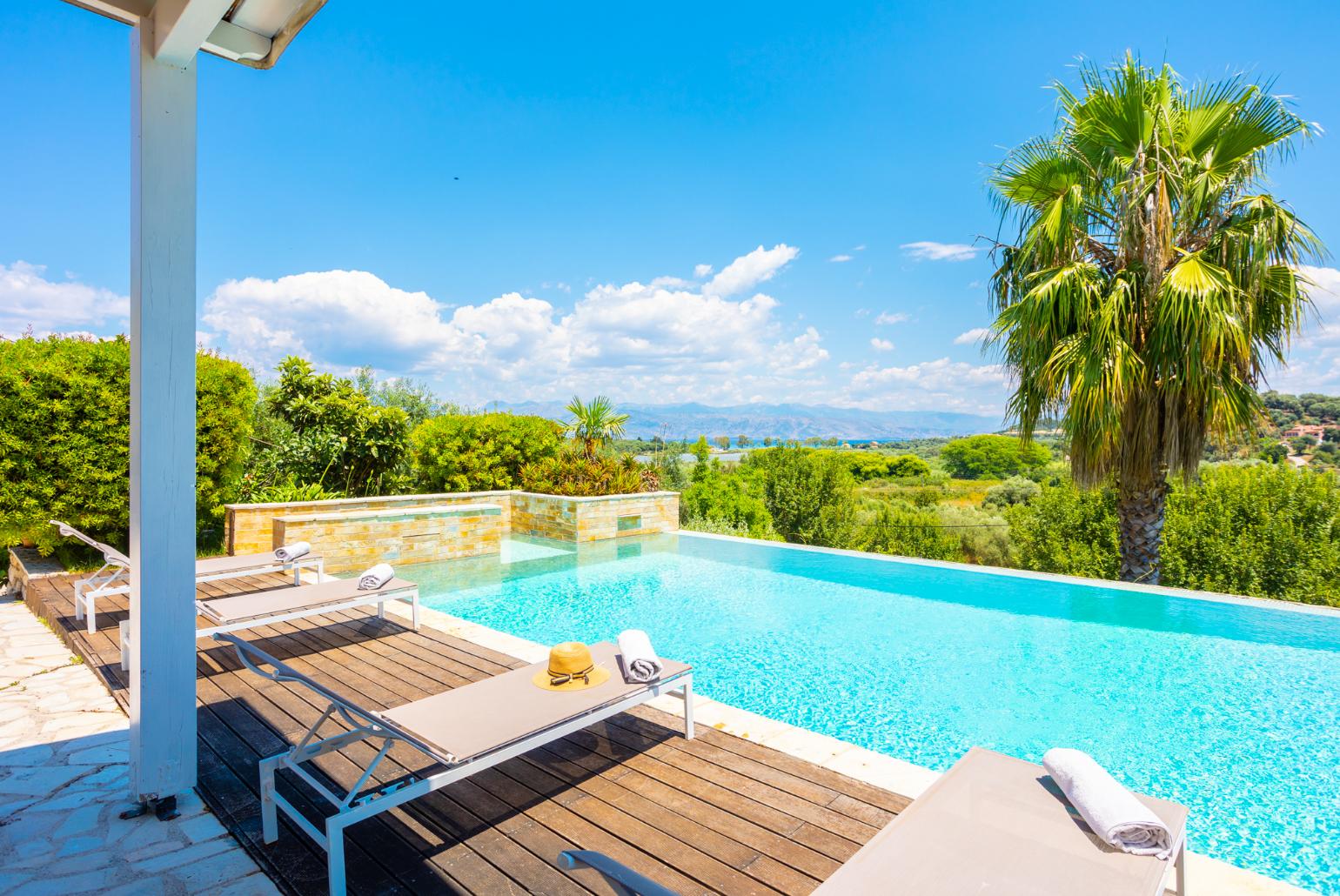 Private pool and terrace with sea views