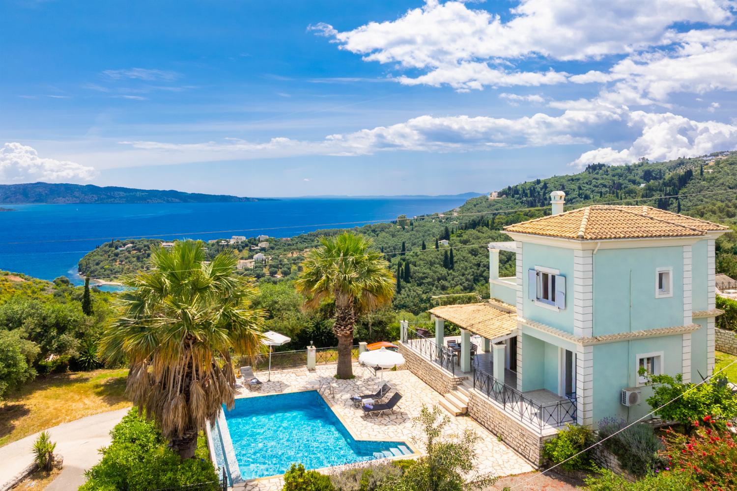 ,Beautiful villa with private pool and terrace with sea views
